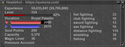 Signature for player Headshot